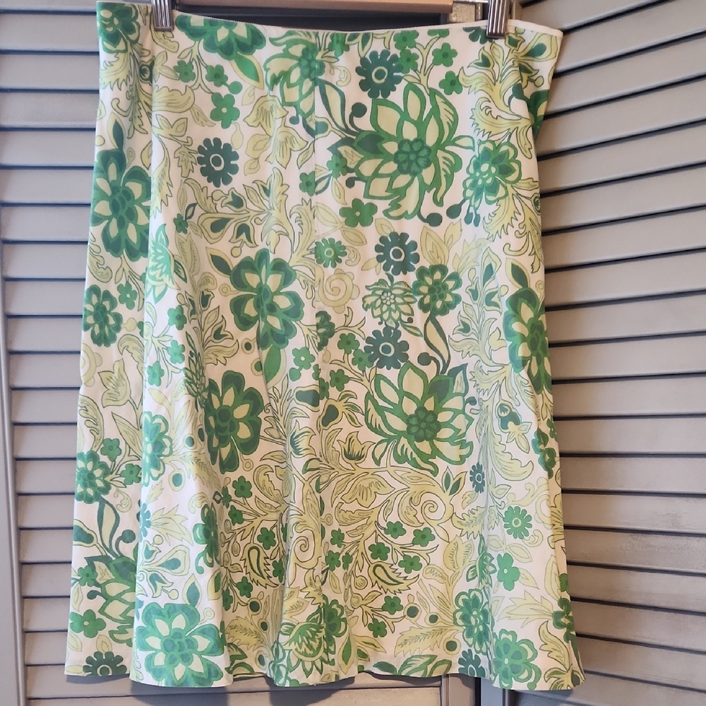 Gap Skirt Green Floral Print - Cotton, Lined